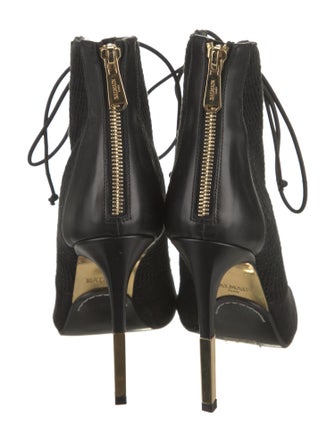 Balmain Suede Studded Accents Lace-Up Boots