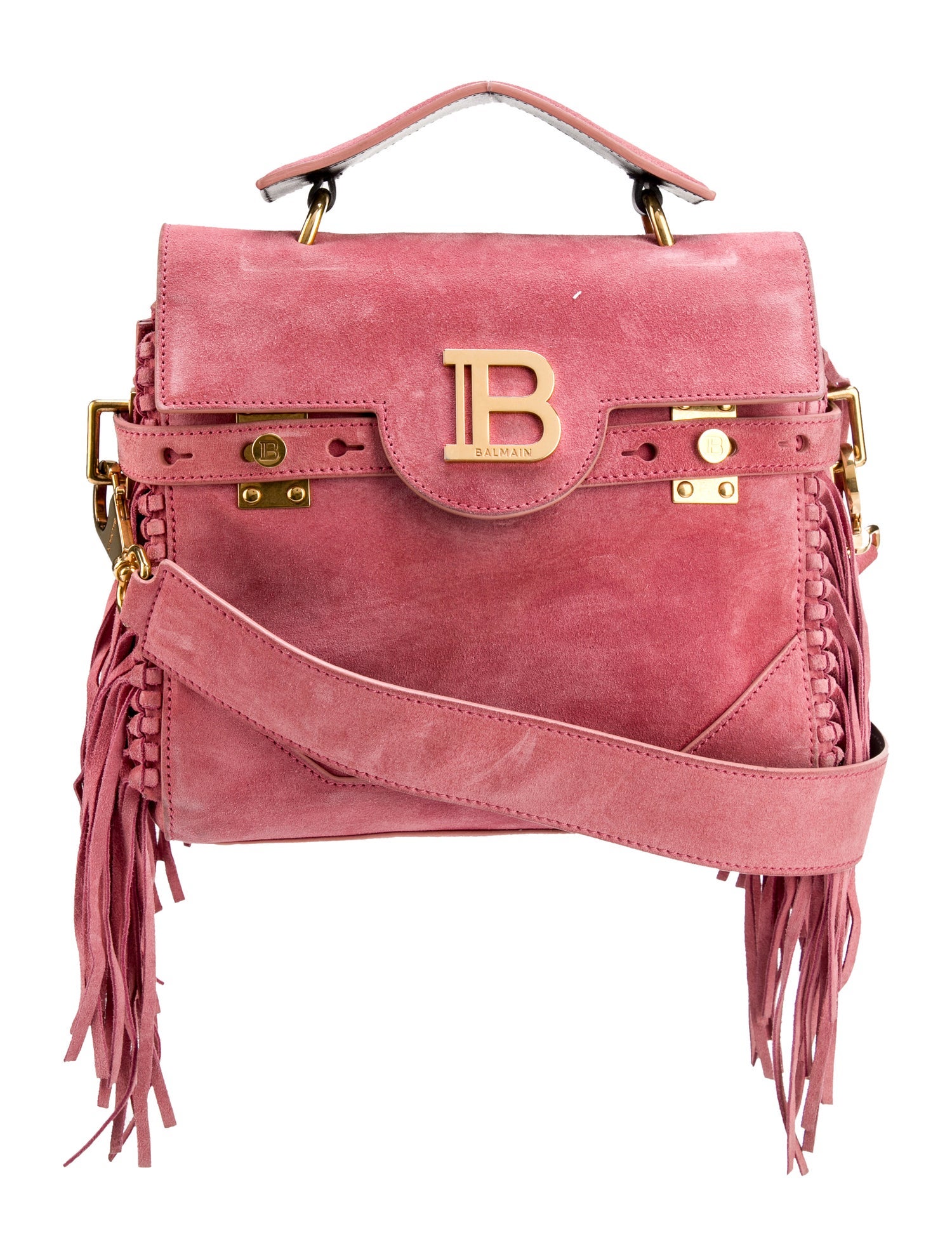 Balmain Suede Top Handle Bag