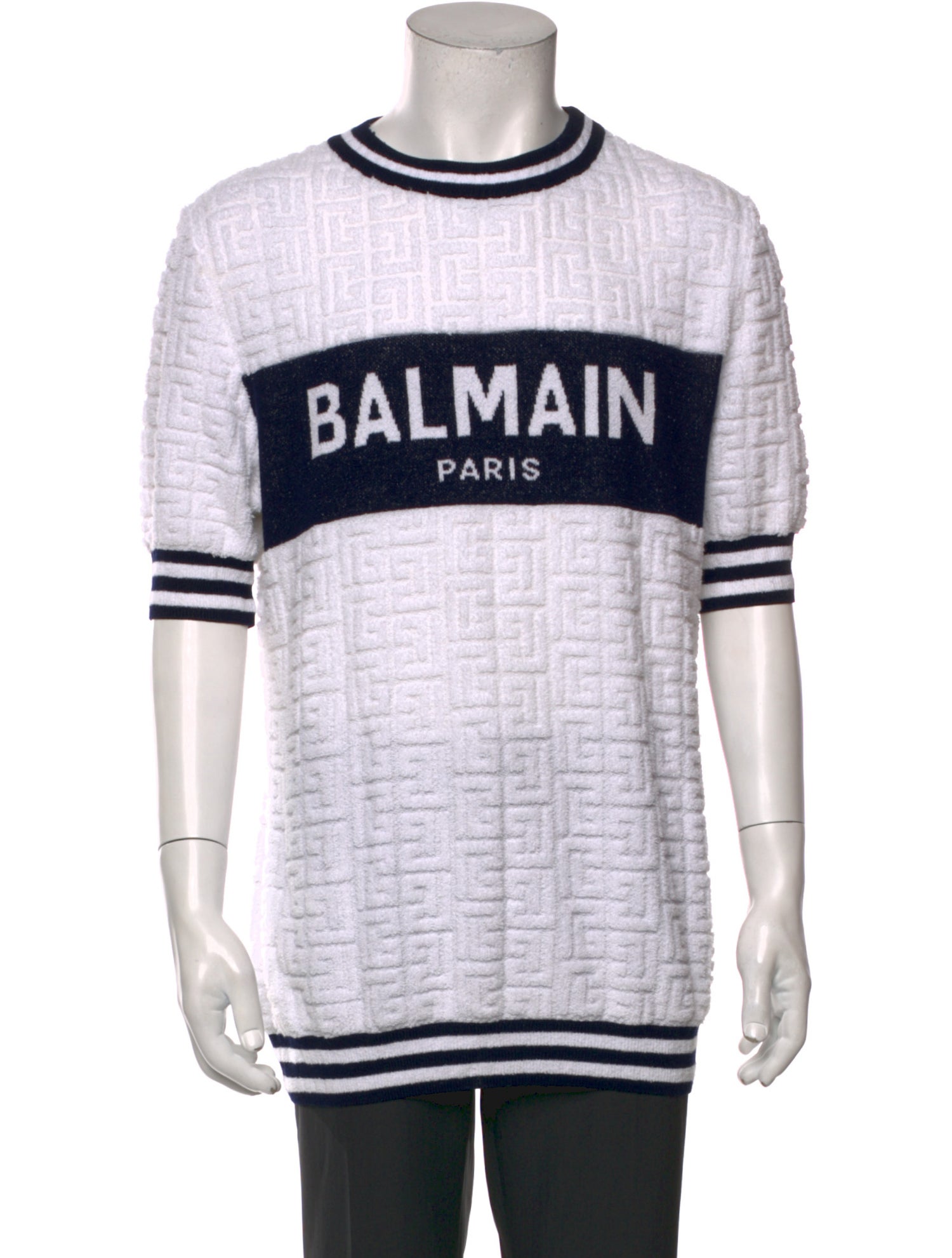 Balmain Striped Crew Neck T-Shirt