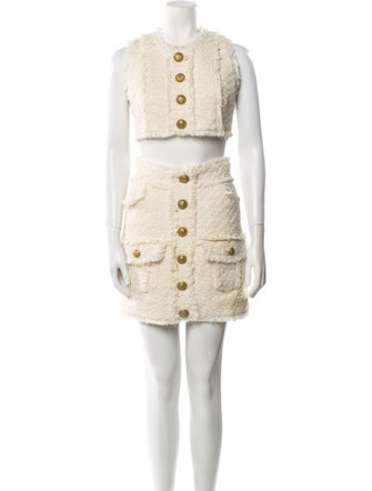 Balmain Raw-Edge Trim Skirt Set