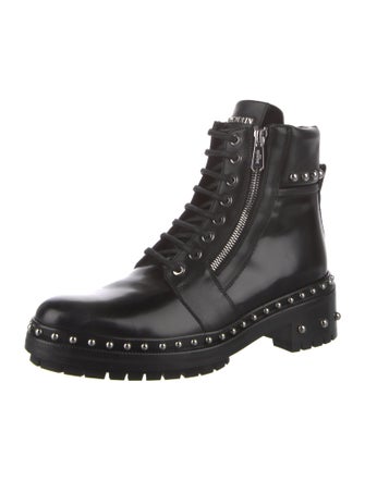 Balmain Leather Studded Accents Combat Boots