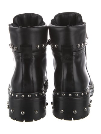 Balmain Leather Studded Accents Combat Boots