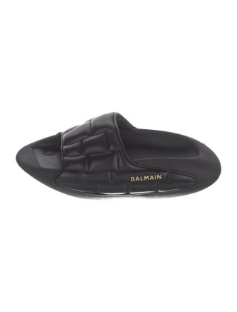 Balmain Quilted Pattern Leather Mules