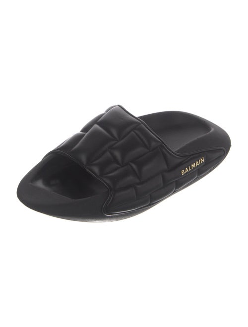 Balmain Quilted Pattern Leather Mules