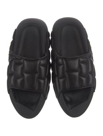 Balmain Quilted Pattern Leather Mules