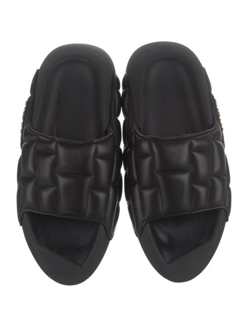 Balmain Quilted Pattern Leather Mules