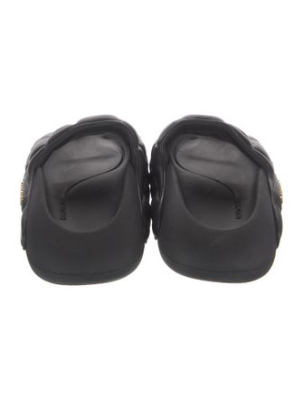 Balmain Quilted Pattern Leather Mules