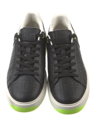Balmain Embossed Leather Printed Sneakers