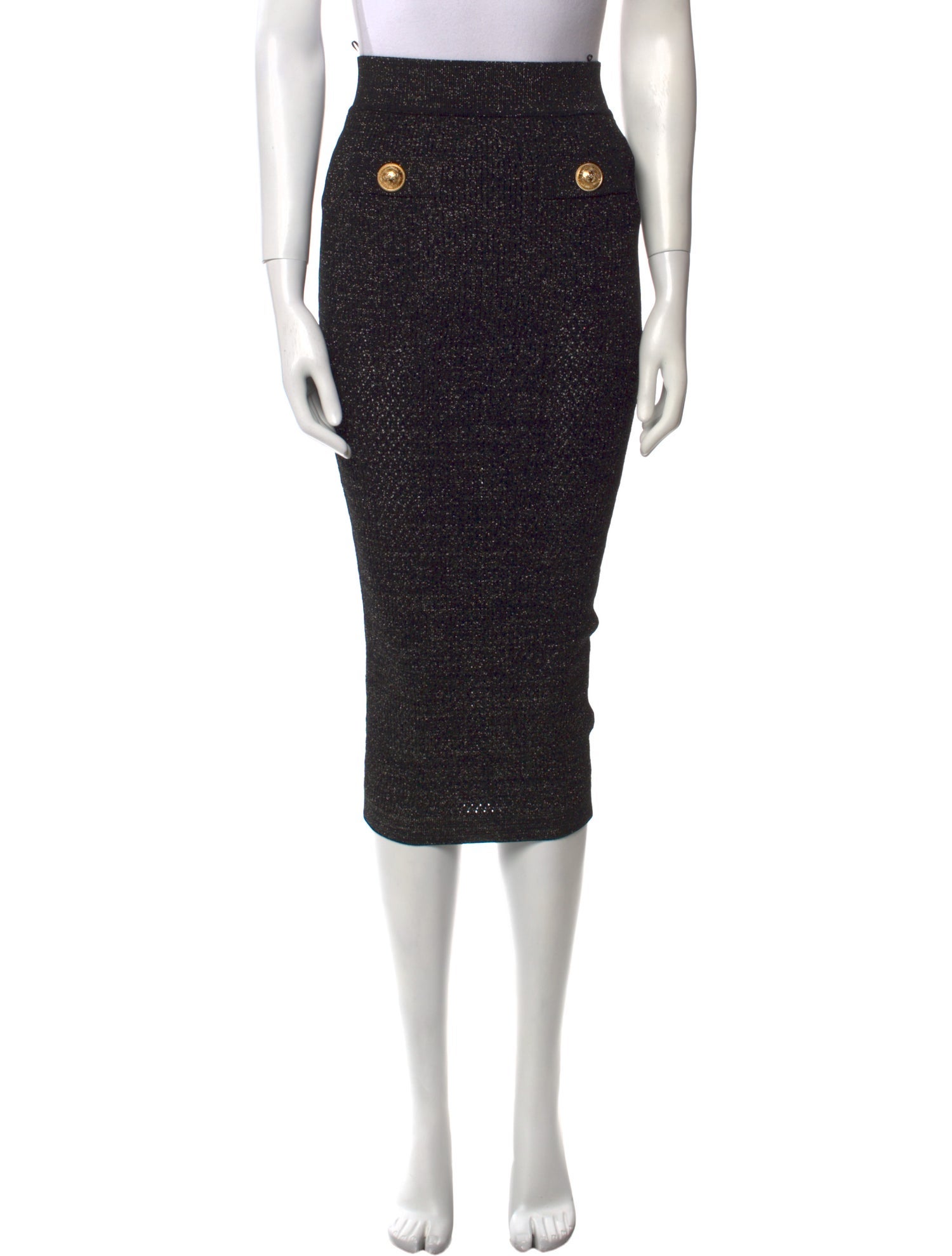 Balmain Glitter Accents Midi Length Skirt