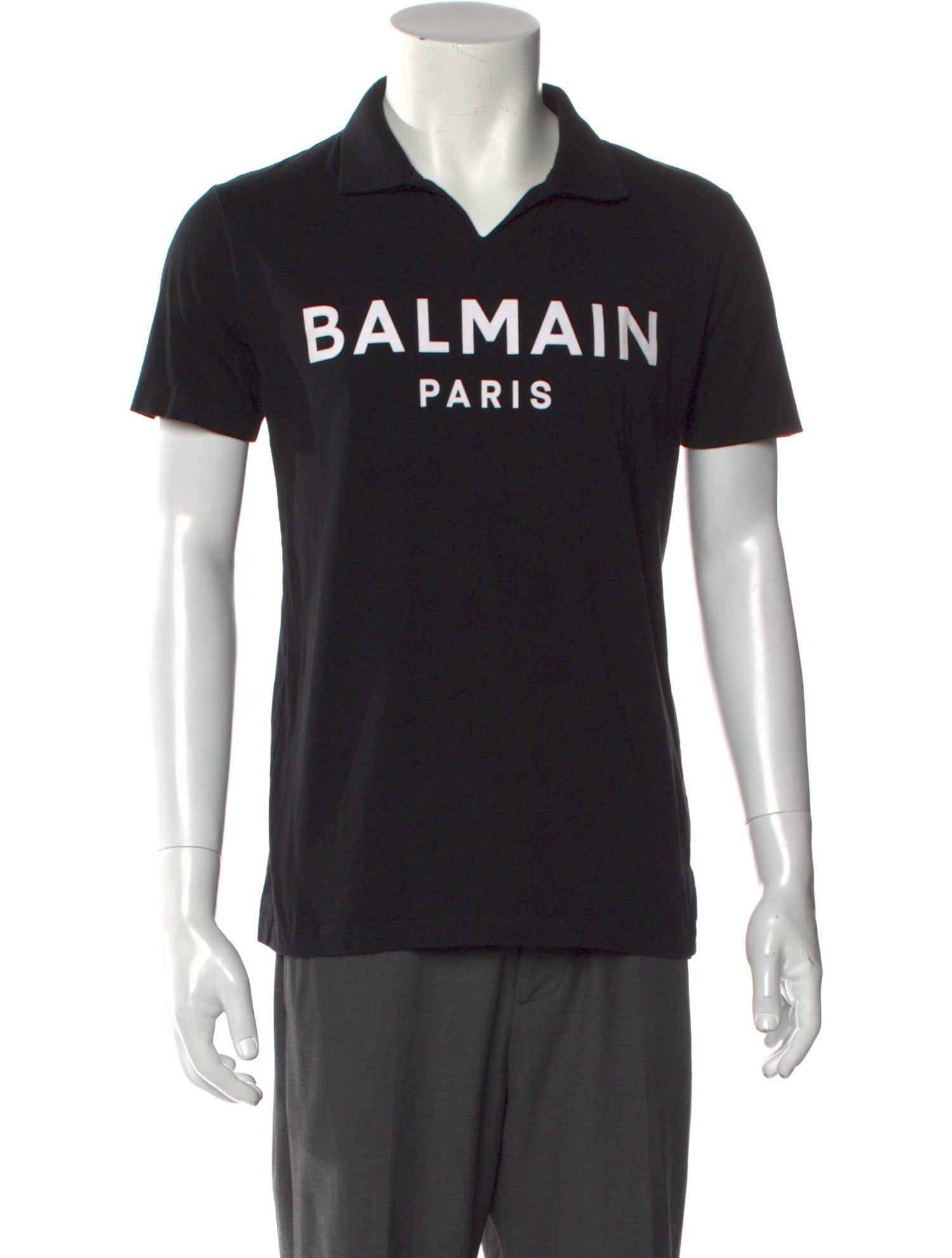 Balmain Graphic Print Collar Polo Shirt