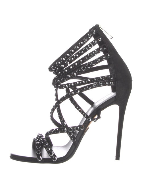 Balmain Suede Crystal Embellishments Gladiator Sandals
