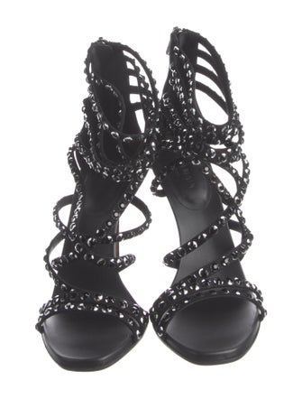 Balmain Suede Crystal Embellishments Gladiator Sandals
