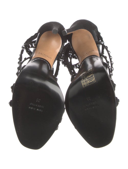 Balmain Suede Crystal Embellishments Gladiator Sandals
