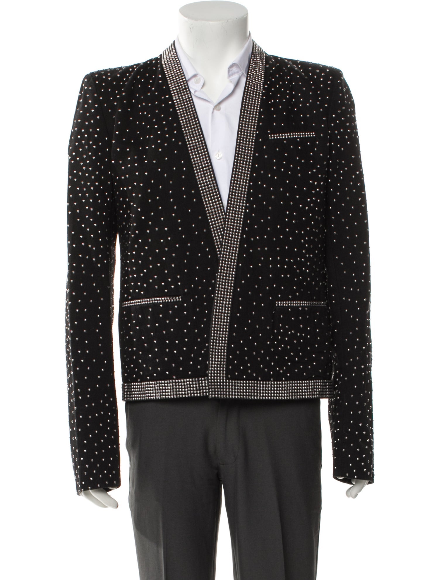 Balmain Polka Dot Print Studded Accents Blazer