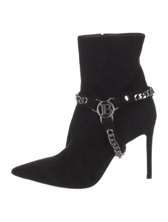 Balmain Suede Chain-Link Accents Boots