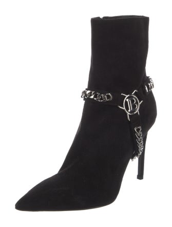 Balmain Suede Chain-Link Accents Boots