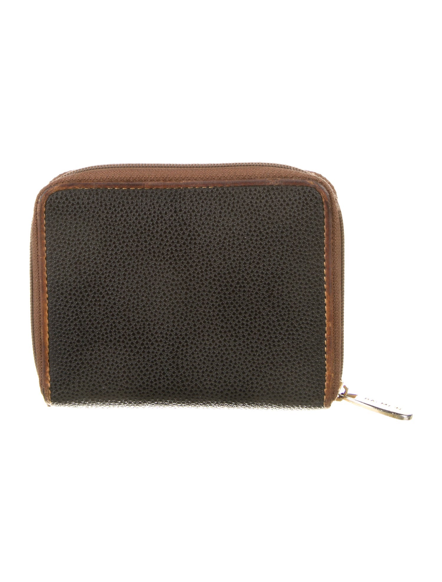 Balmain Leather Colorblock Pattern Compact Wallet