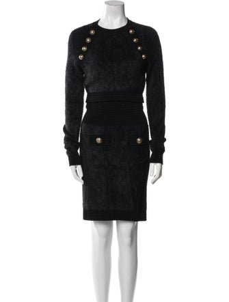 Balmain Colorblock Pattern Skirt Suit