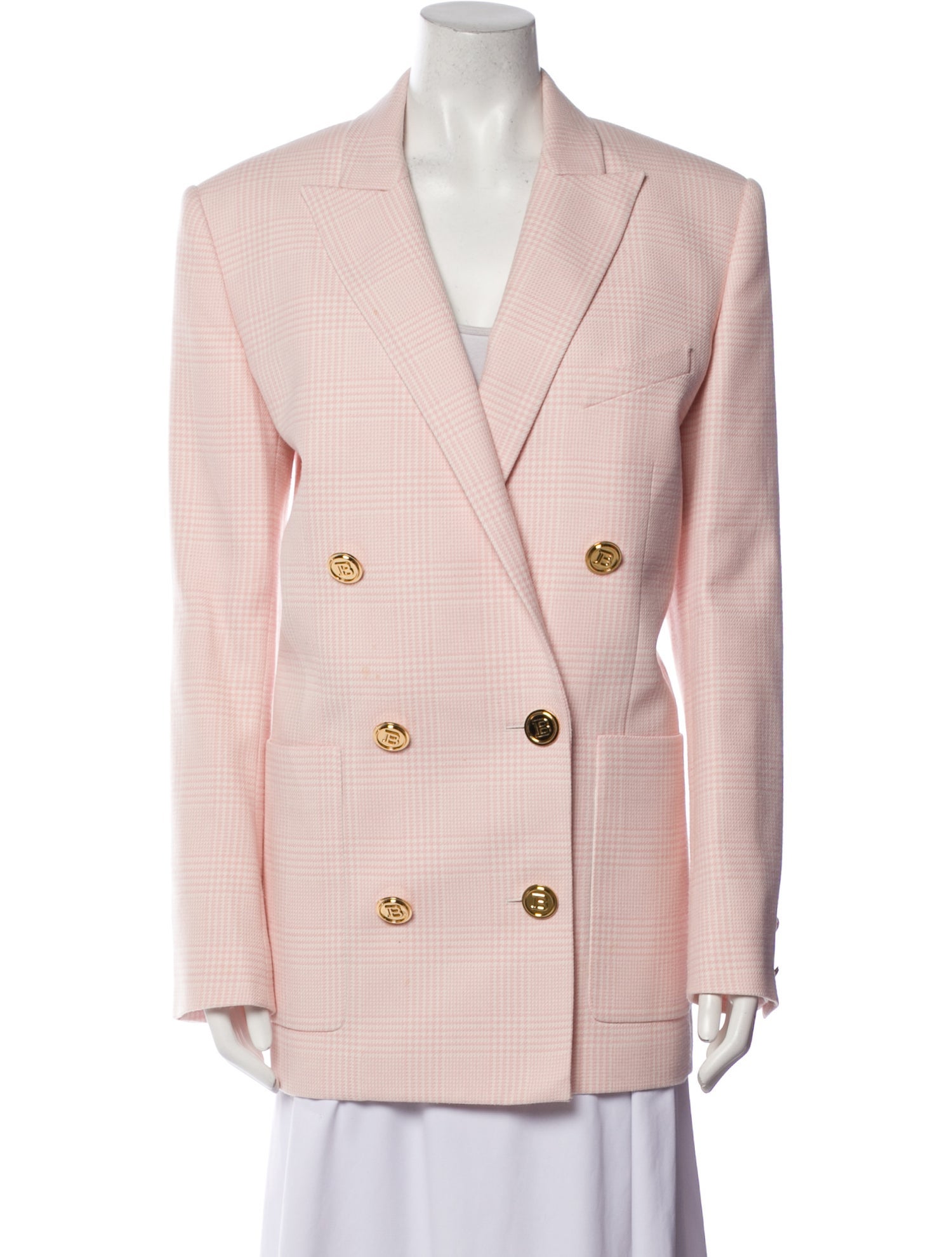 Balmain Plaid Print Blazer
