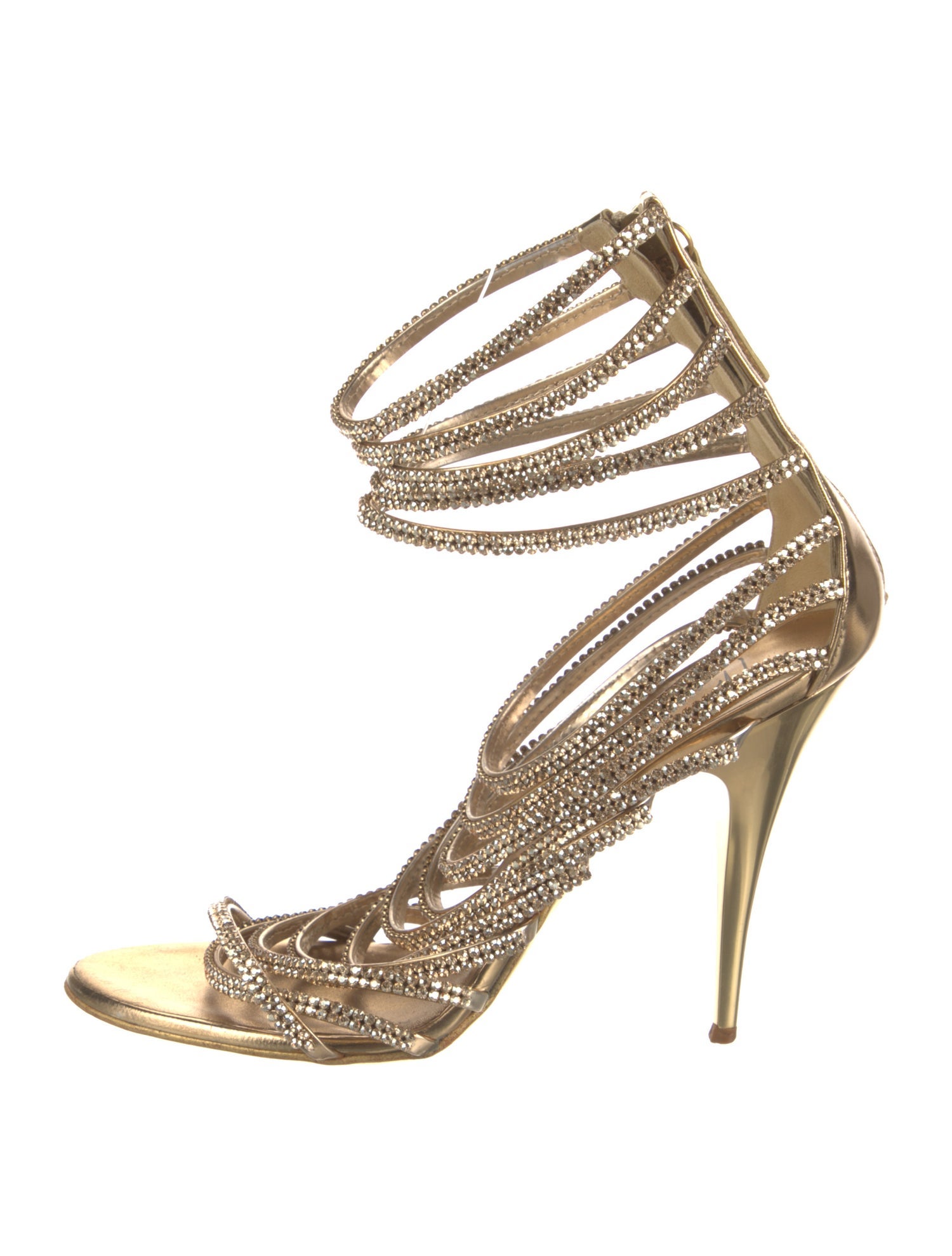 Giuseppe Zanotti x Balmain Leather Crystal Embellishments Sandals