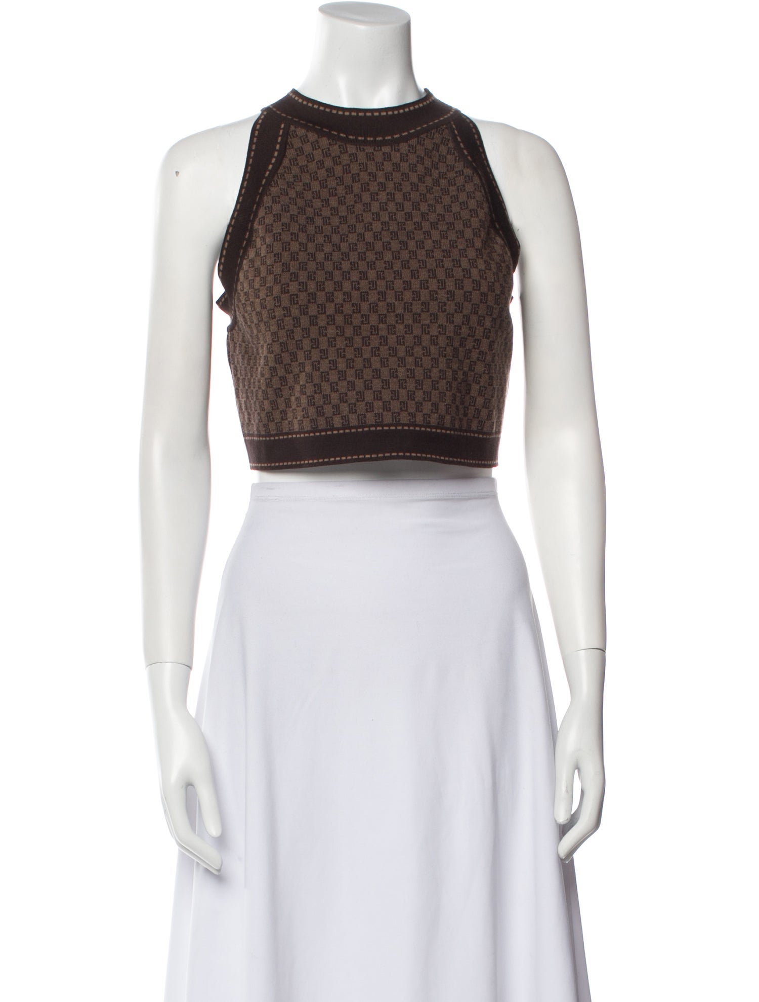 Balmain Wool Printed Crop Top