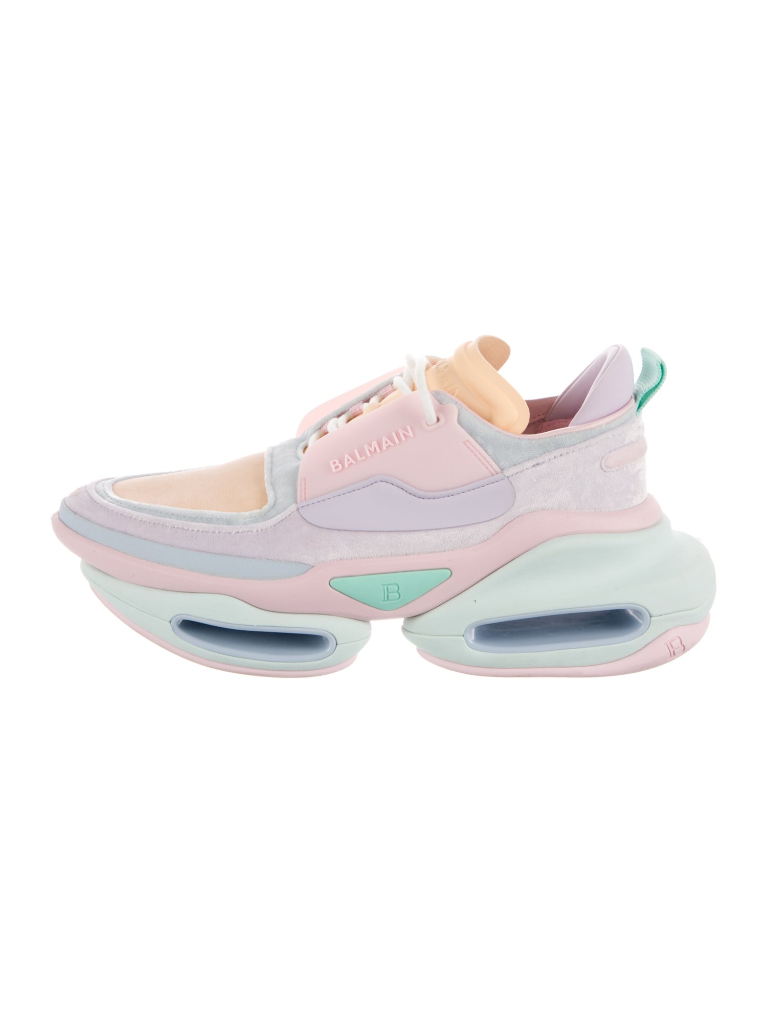 Balmain Suede Colorblock Pattern Sneakers