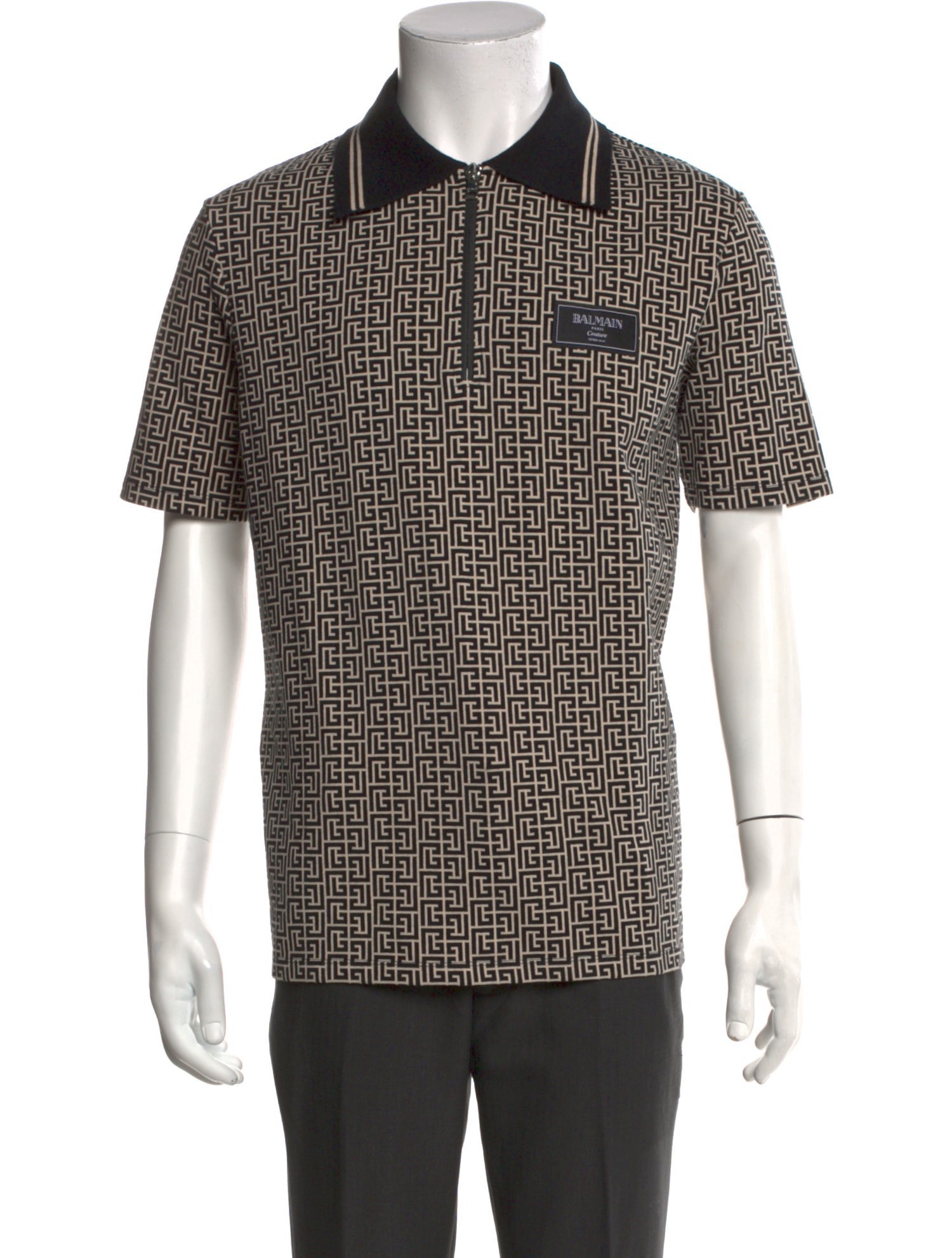 Balmain Printed Crew Neck Polo Shirt