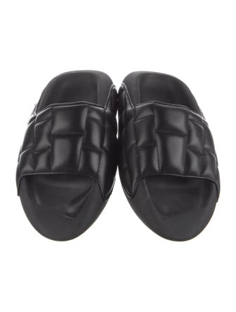 Balmain Quilted Pattern Leather Slides