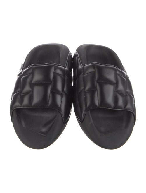 Balmain Quilted Pattern Leather Slides