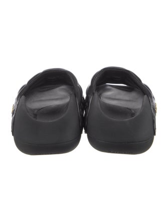 Balmain Quilted Pattern Leather Slides