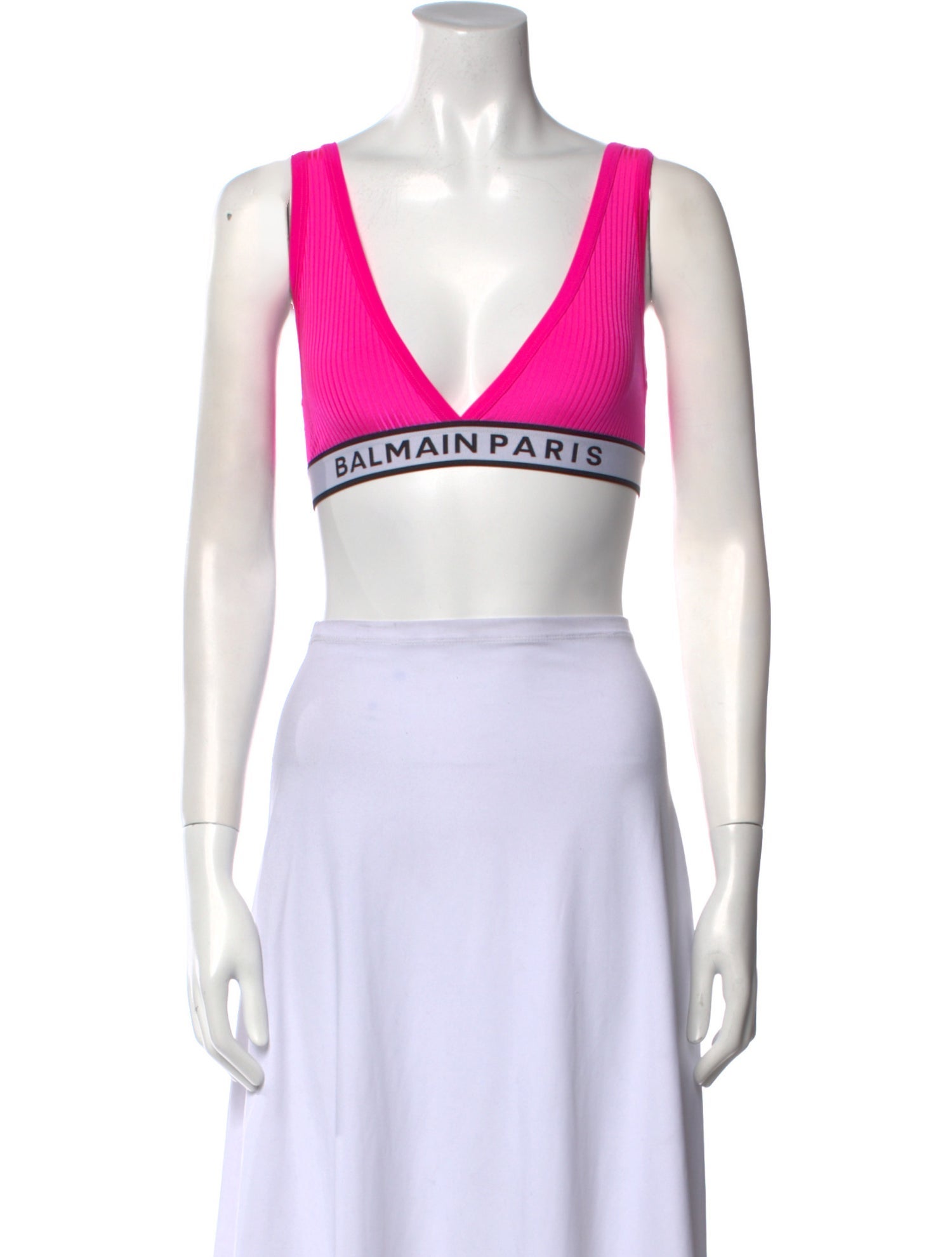 Balmain Printed V-Neck Crop Top w/ Tags