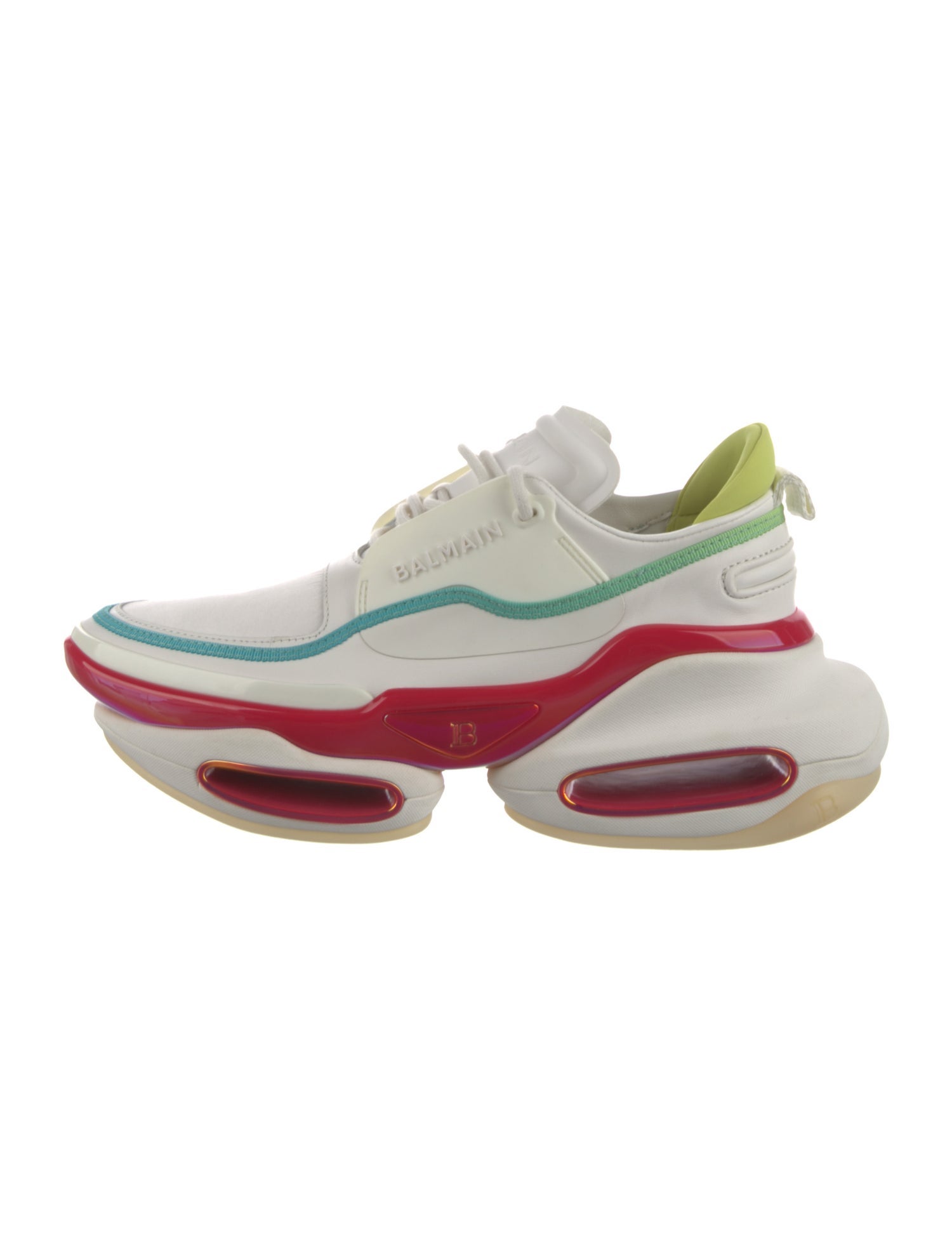 Balmain Leather Colorblock Pattern Sneakers w/ Tags