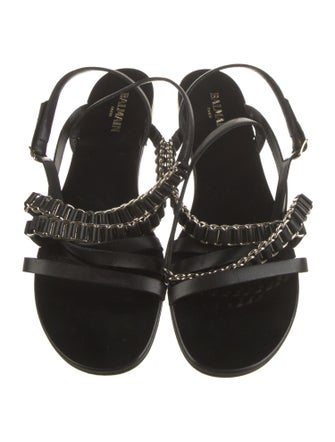 Balmain Leather Slingback Sandals