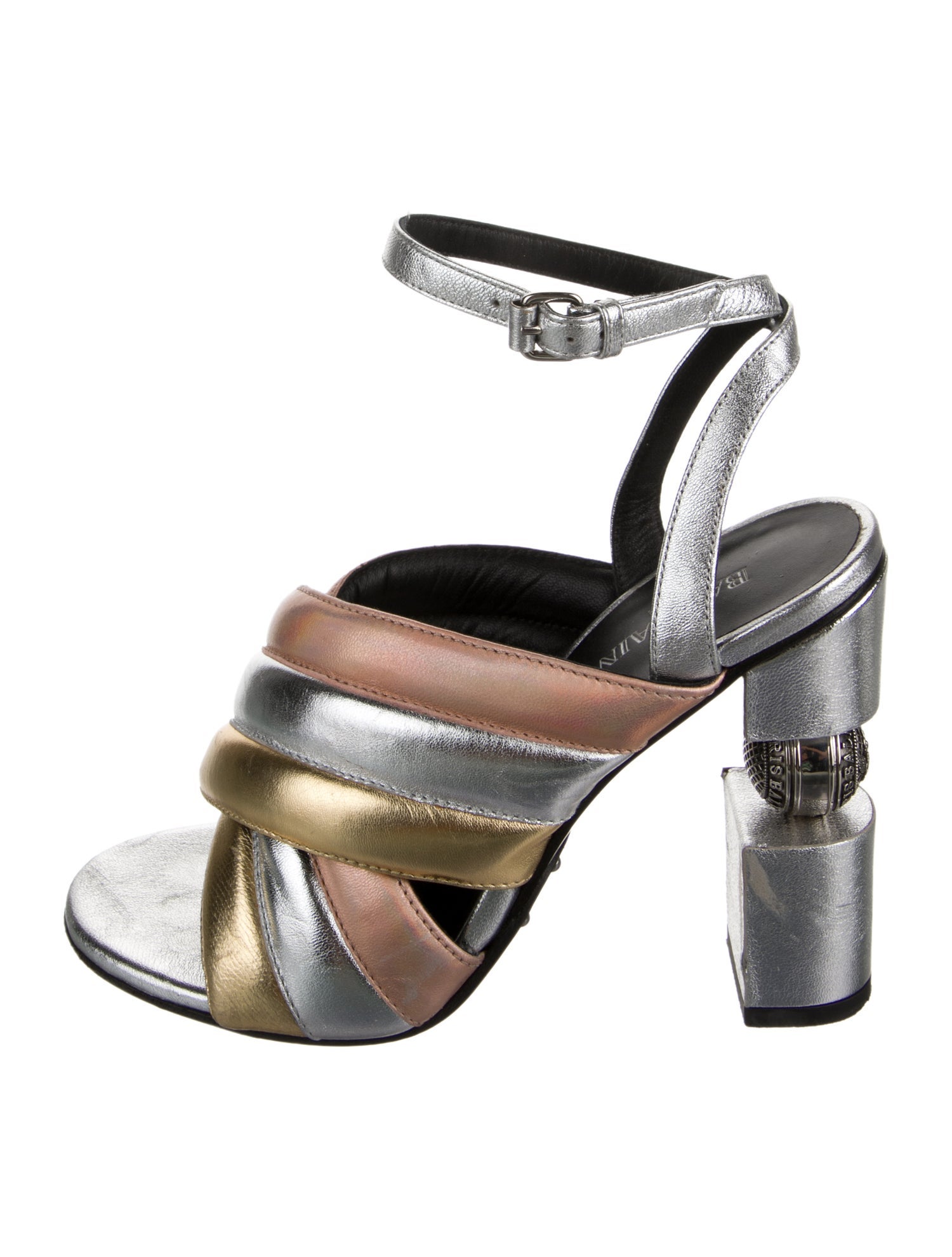 Balmain Leather Colorblock Pattern Sandals