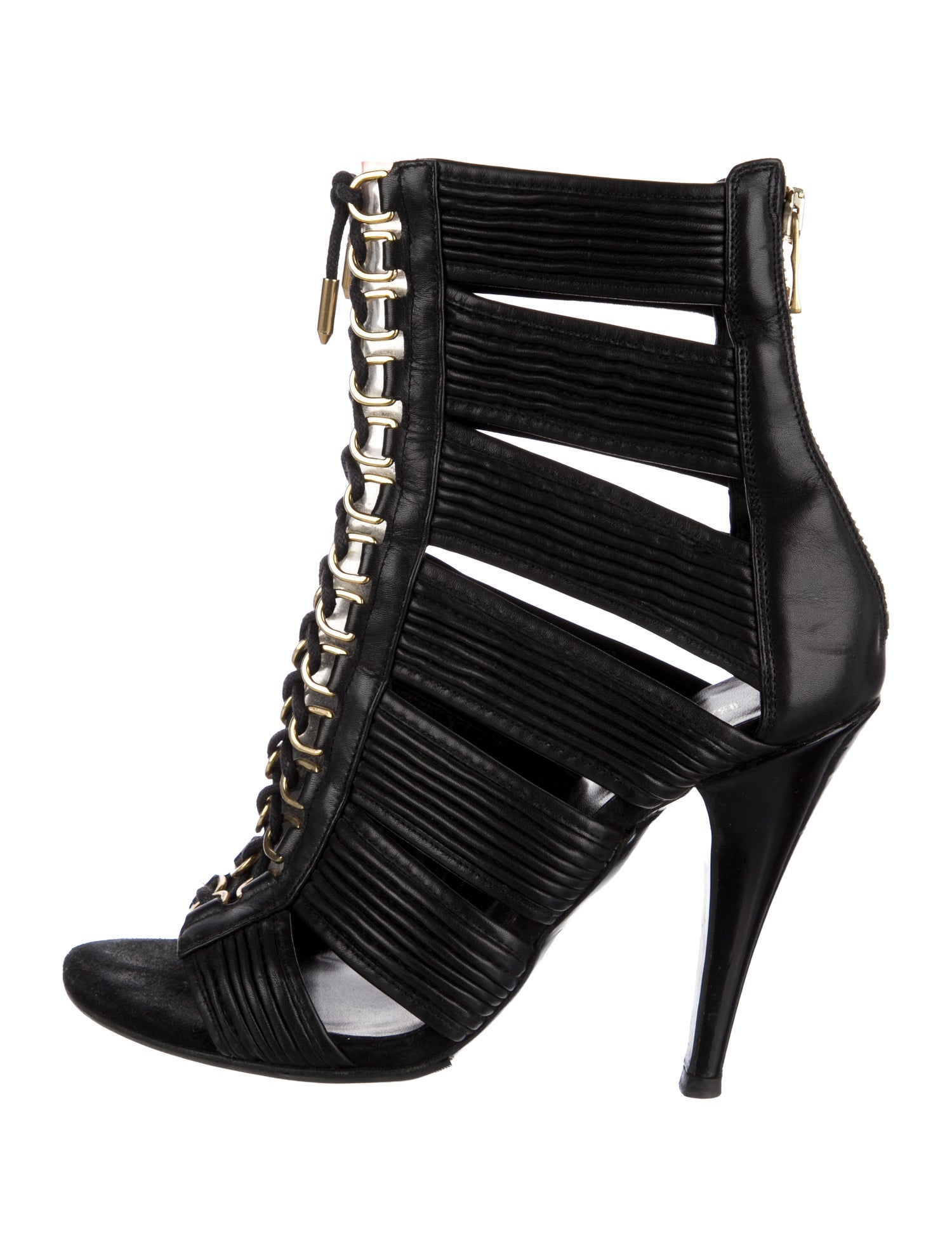 Balmain Leather Cutout Accent Gladiator Sandals
