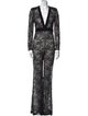 Balmain Lace Pattern Plunge Neckline Jumpsuit