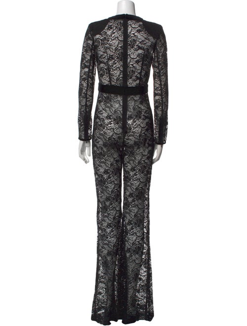 Balmain Lace Pattern Plunge Neckline Jumpsuit