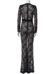 Balmain Lace Pattern Plunge Neckline Jumpsuit