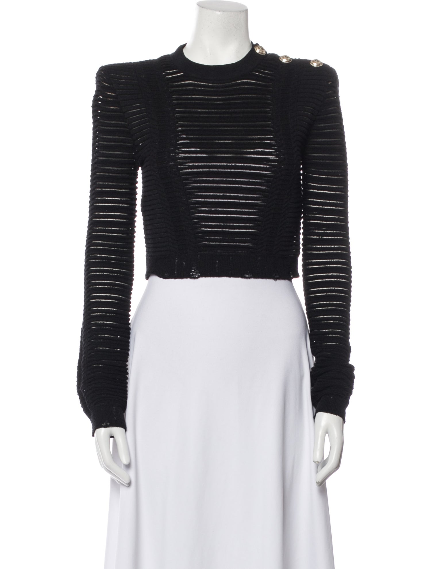 Balmain Striped Crew Neck Sweater