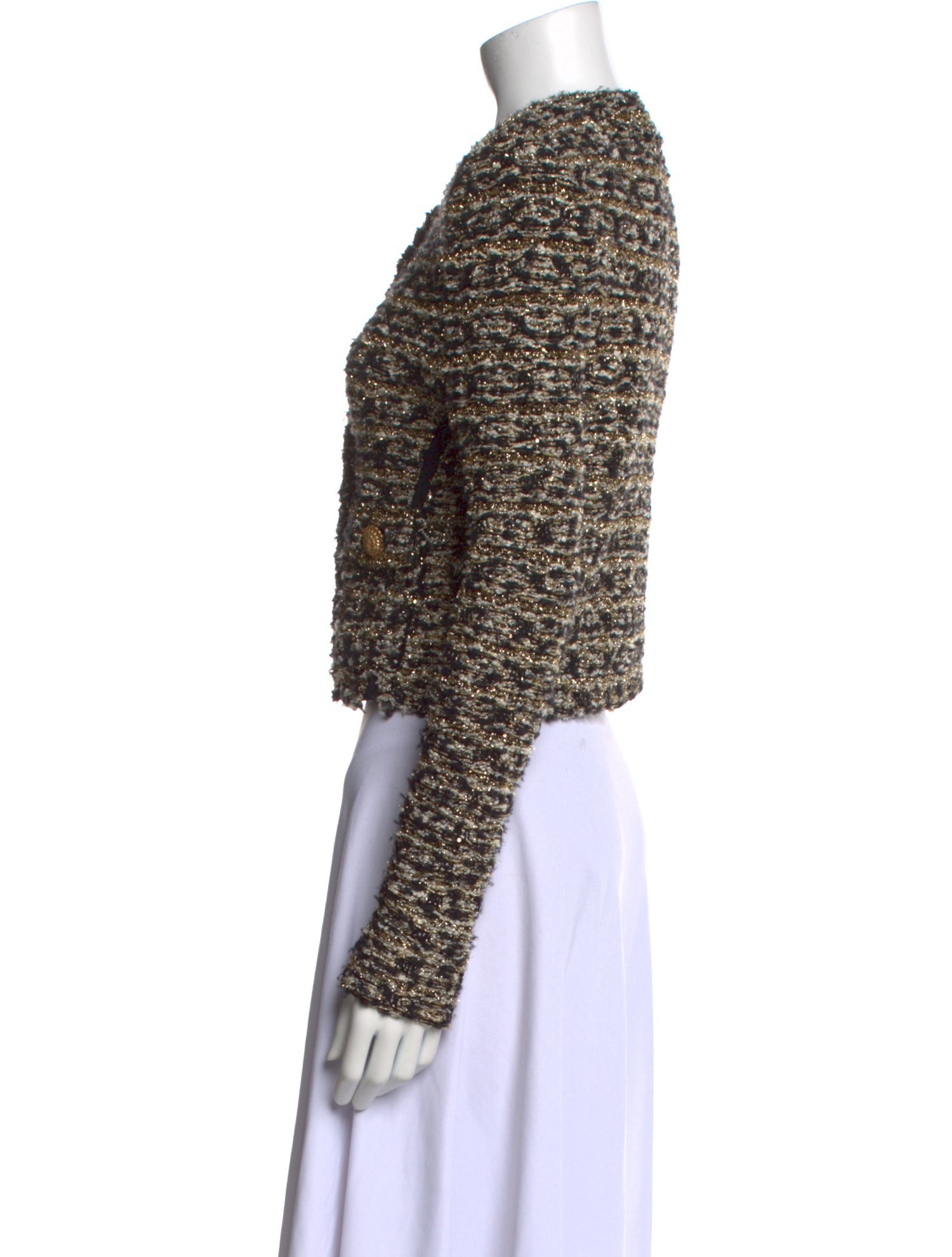 Balmain Tweed Pattern Crew Neck Sweater