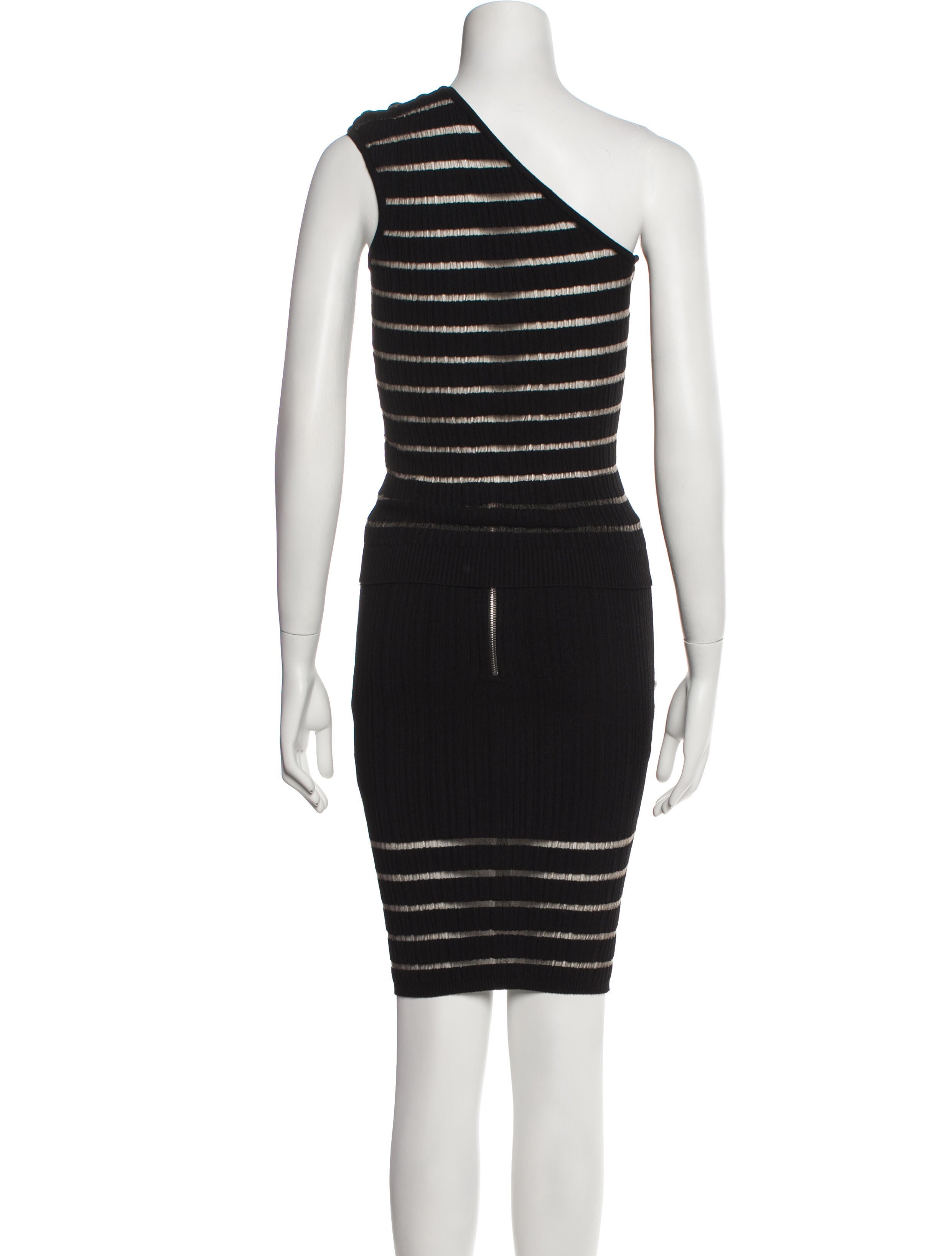 Balmain Striped Mesh Accents Skirt Set