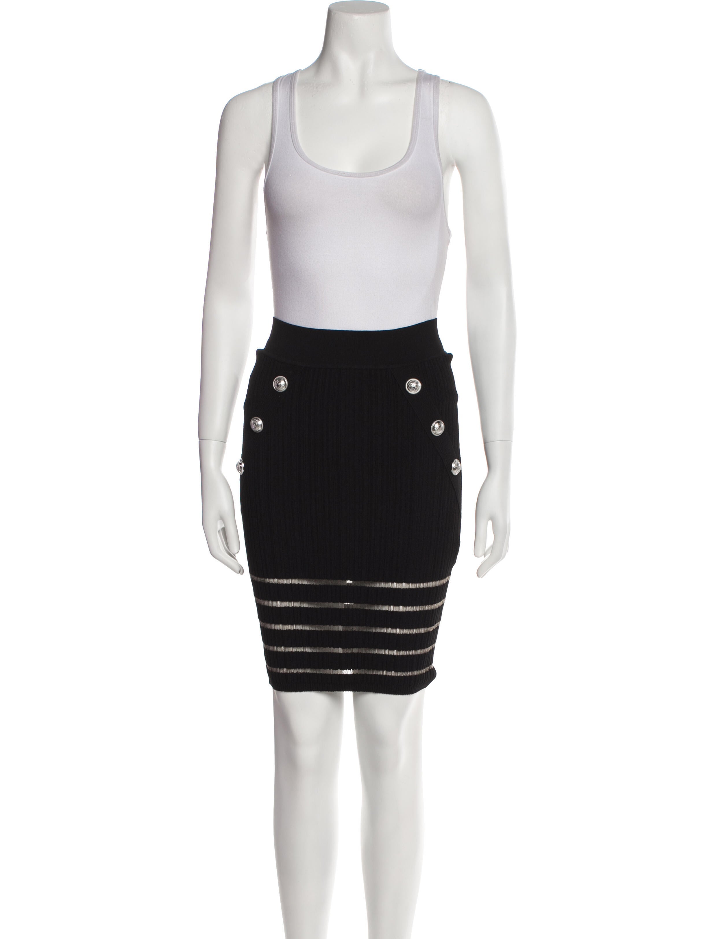 Balmain Striped Mesh Accents Skirt Set