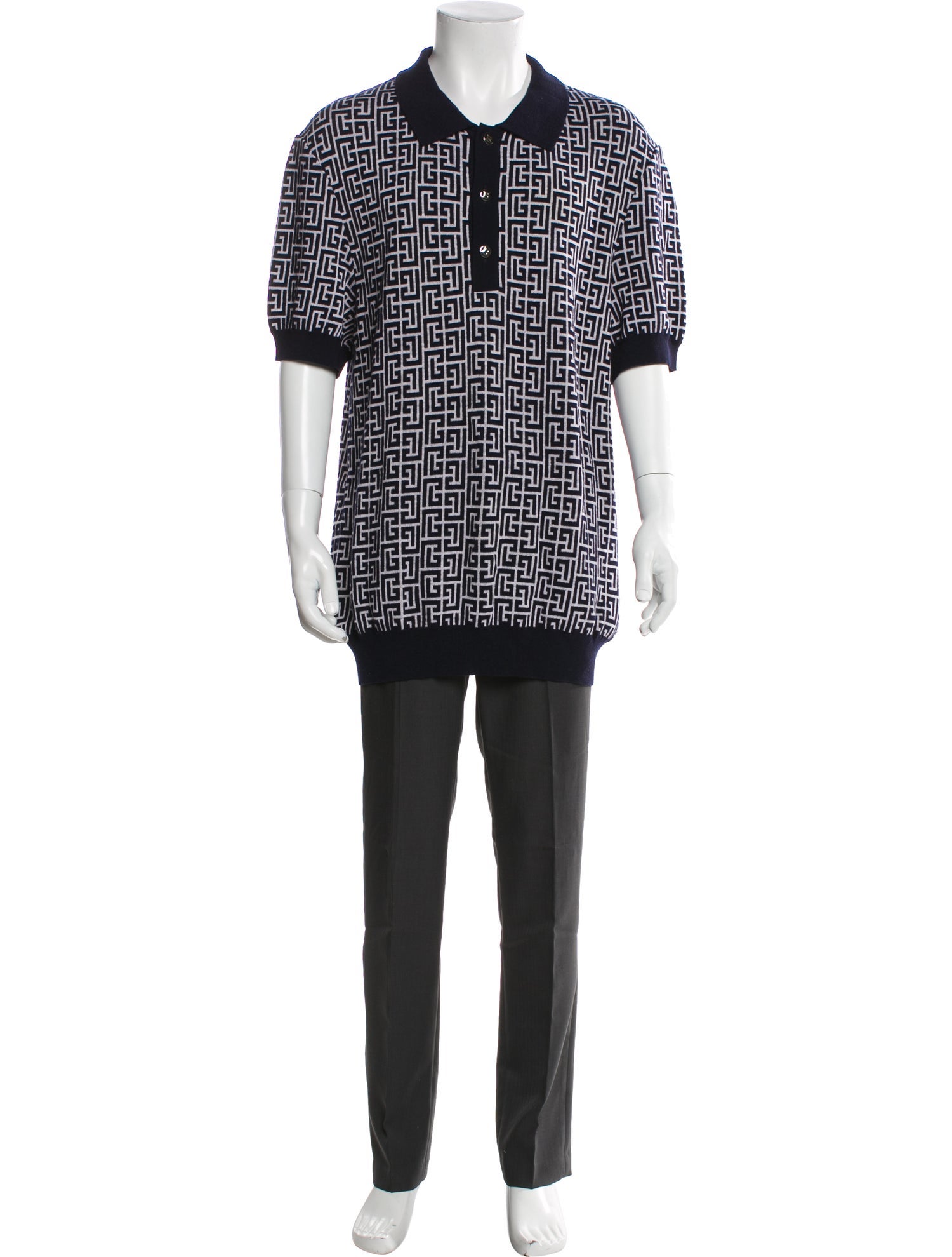 Balmain Printed Collar Polo Shirt