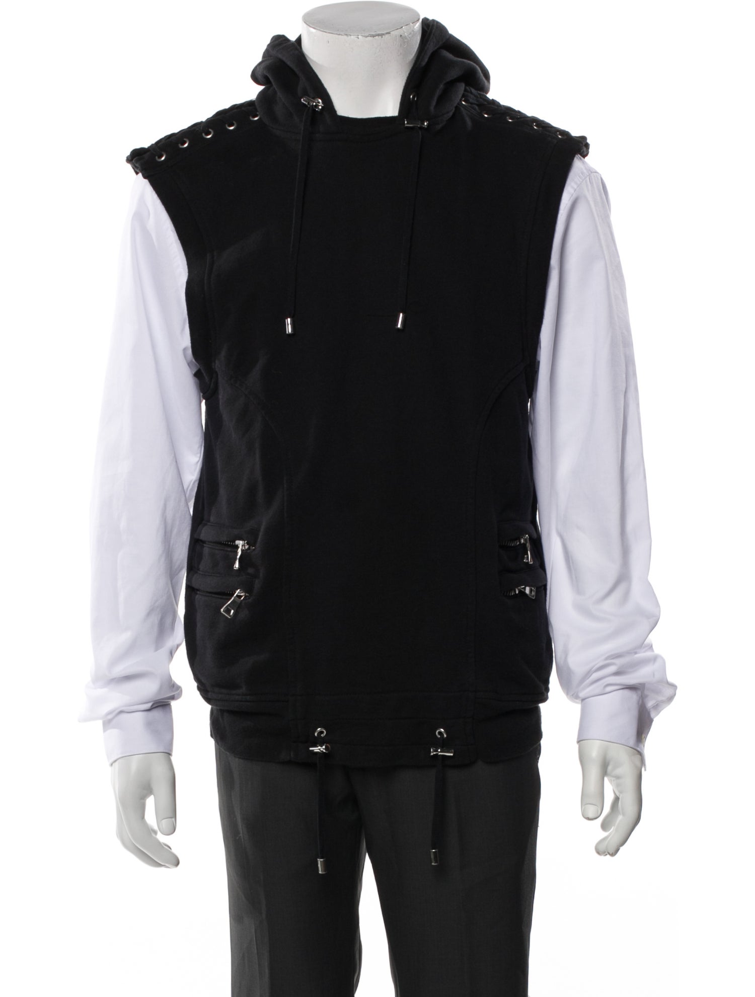 Balmain Mock Neck Sleeveless Hoodie