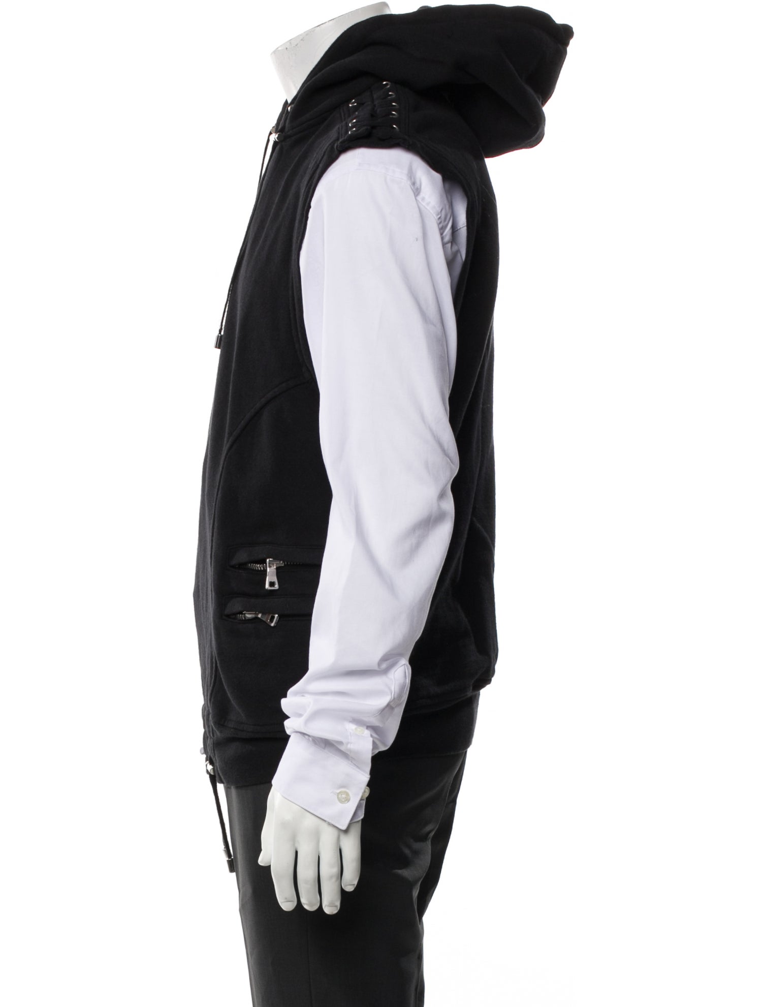 Balmain Mock Neck Sleeveless Hoodie