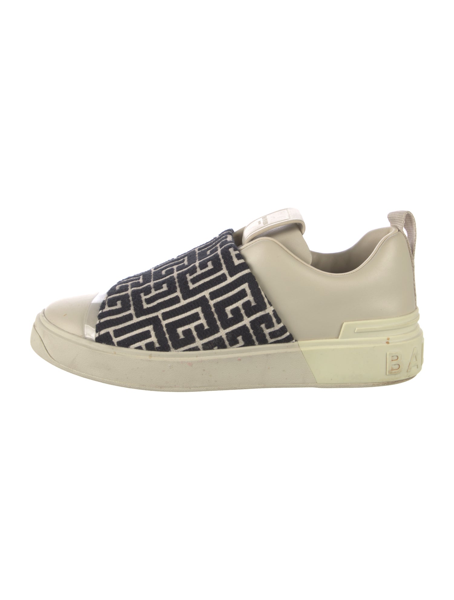 Balmain Leather Embroidered Accent Sneakers