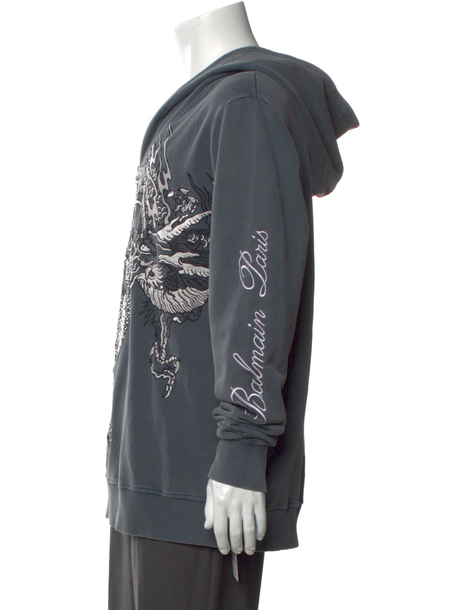 Balmain Graphic Print Crew Neck Hoodie