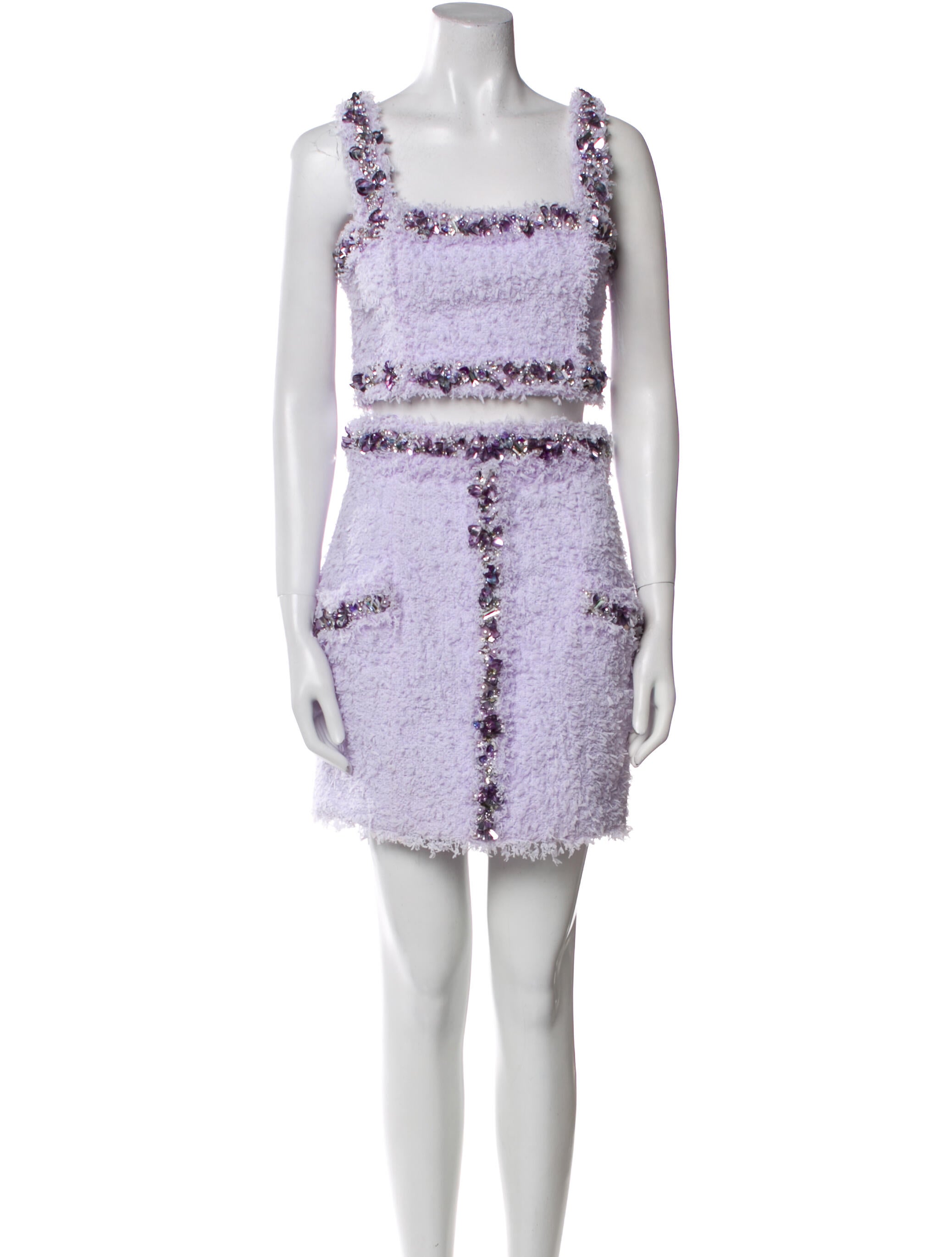 Balmain Crystal Embellishments Skirt Set