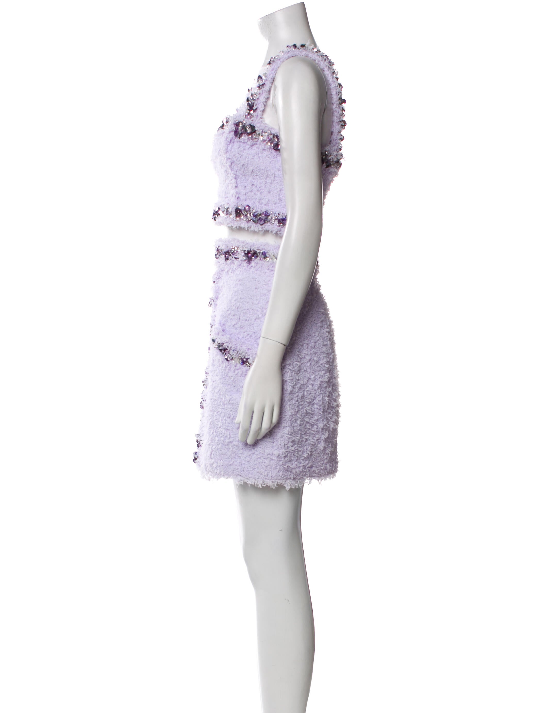 Balmain Crystal Embellishments Skirt Set