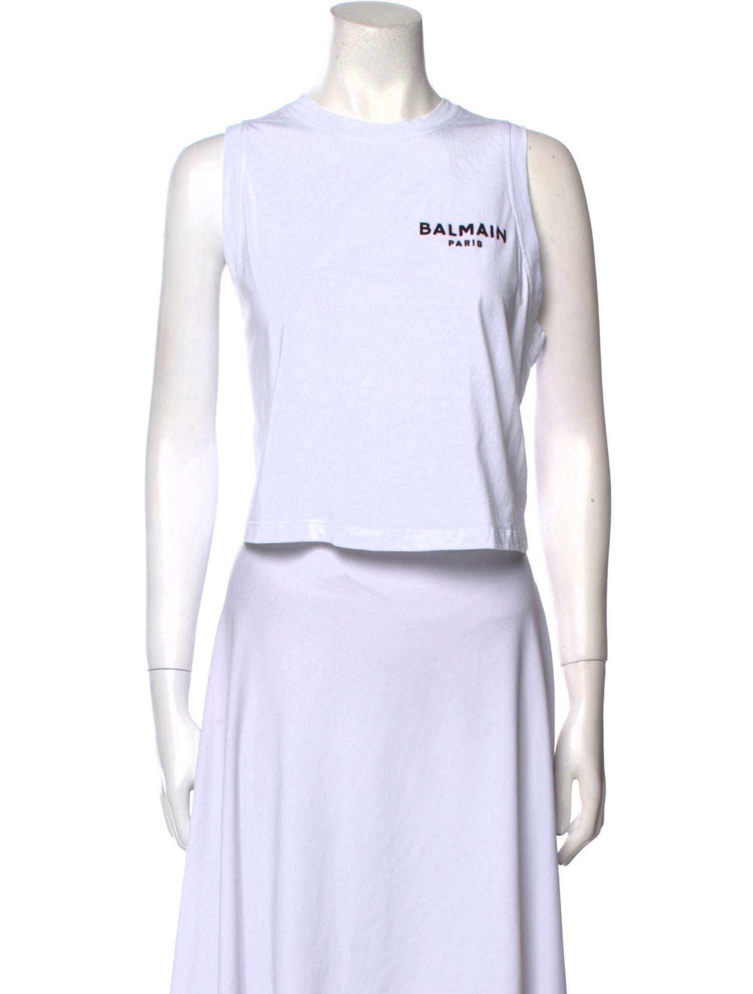 Balmain Graphic Print Crew Neck Crop Top